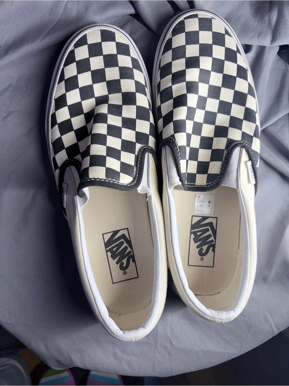 Vans Checkerboard Slip-On Loafers - Black and White